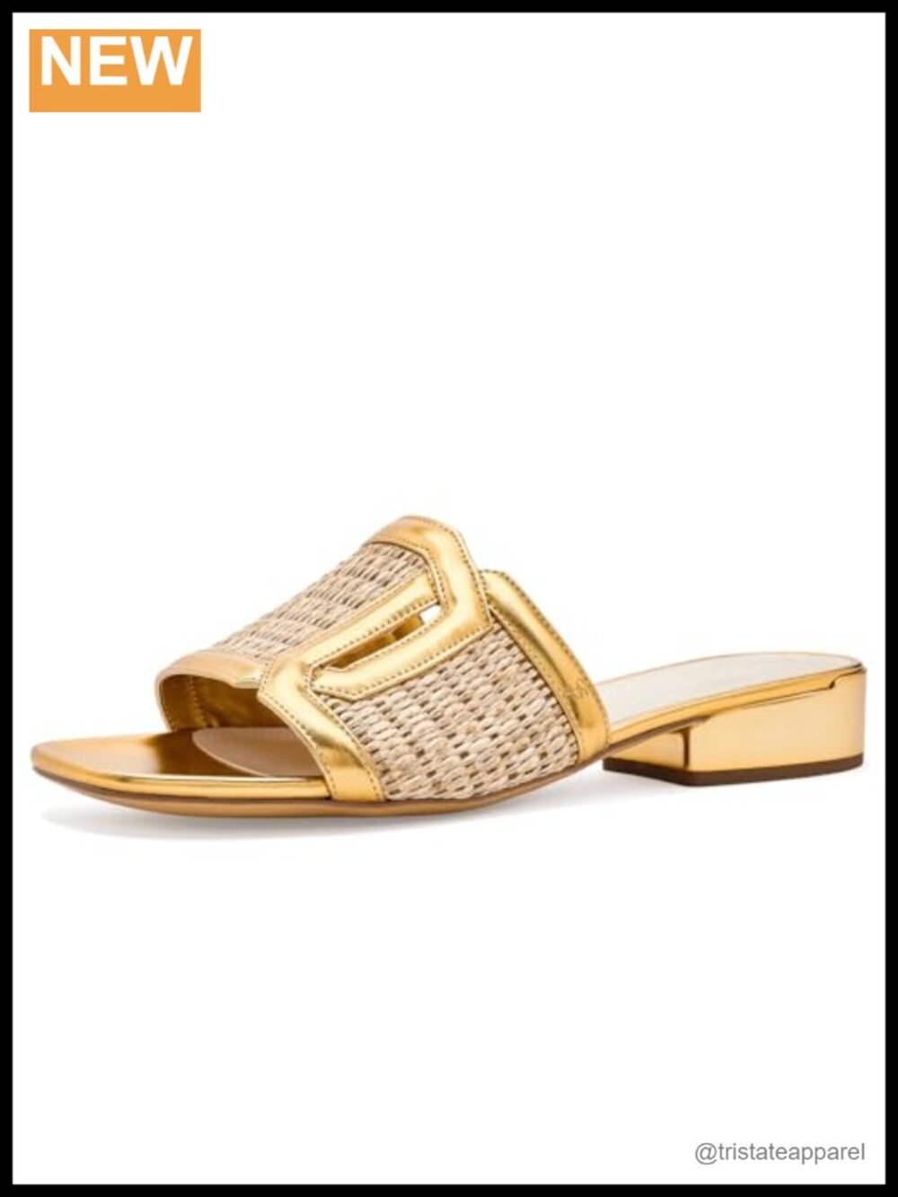 Women's Faux Leather Slide Sandals Block Heel Cutout Straps Cushioned Footbed